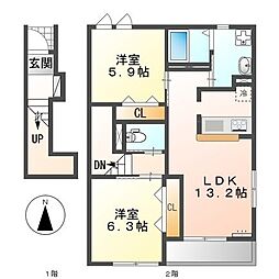 アイリス 2LDKの間取図画像