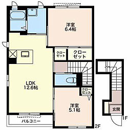 ベル・フルールA 2LDKの間取図画像