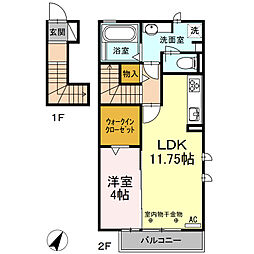 スカイハイツTM 1LDKの間取図画像