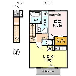 アミティア 1LDKの間取図画像