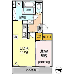カーサM 1LDKの間取図画像