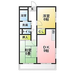 メゾンフロント3 2DKの間取図画像
