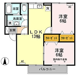 ビバリーヒルズ 2LDKの間取図画像