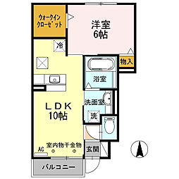 ル・アンジュ 1LDKの間取図画像
