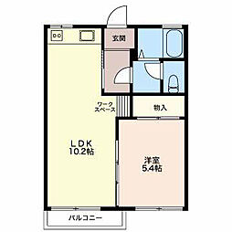 ベルデA 1LDKの間取図画像