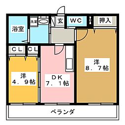 カンパネラヤオキチ 2DKの間取図画像