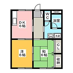 サンセール 2DKの間取図画像