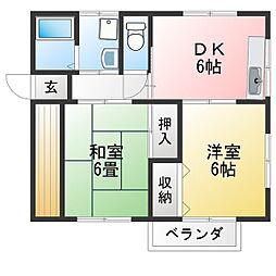 コーポ斉藤 2DKの間取図画像