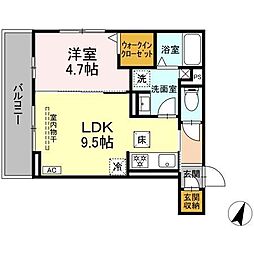 藤枝市駅前3丁目アパート 1LDKの間取図画像