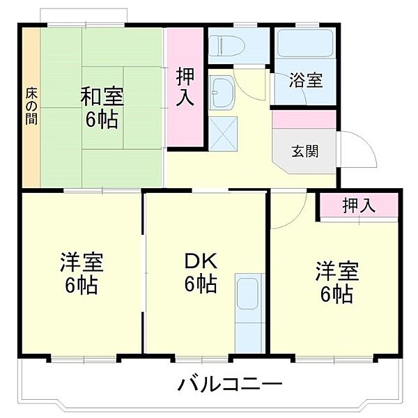 武藤ハイツI ｜静岡県掛川市亀の甲２丁目(賃貸マンション3DK・3階・54.09㎡)の写真 その2