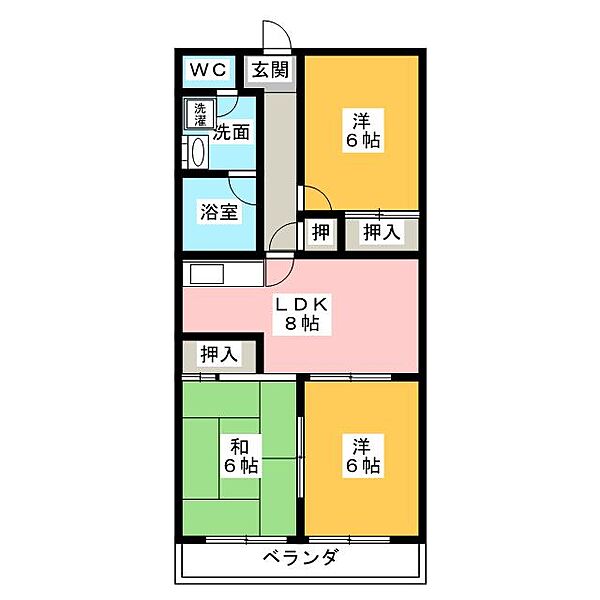 サンハイム和田 ｜静岡県掛川市杉谷１丁目(賃貸マンション3DK・3階・53.46㎡)の写真 その2