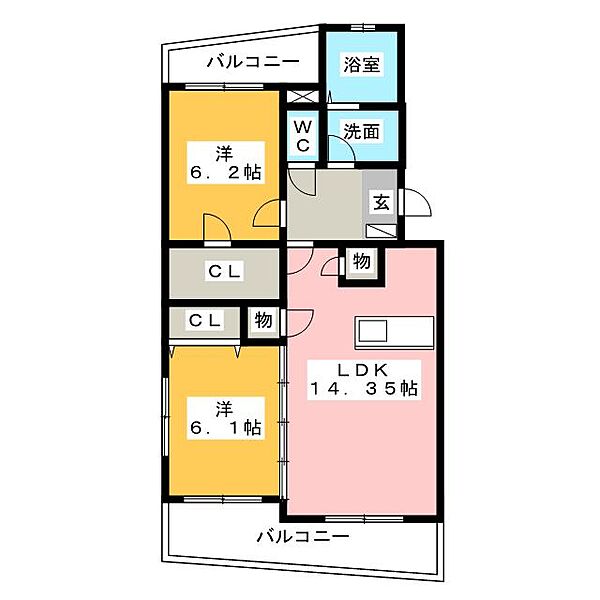 アンジェリーク ｜静岡県袋井市愛野南２丁目(賃貸マンション2LDK・3階・62.22㎡)の写真 その2