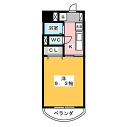 シャトーボナール 1Kの間取図画像