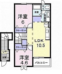ウォーターフィールドD 2LDKの間取図画像