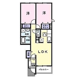 ブローテB 2LDKの間取図画像