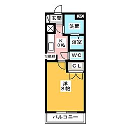 LaMer天白 1Kの間取図画像