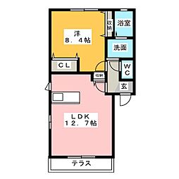ウエストヒルズ 1LDKの間取図画像