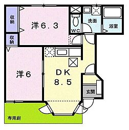 エレガントヴィラ 2DKの間取図画像