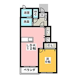 ロベリア 1LDKの間取図画像