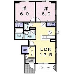 コモド・パレT 2LDKの間取図画像