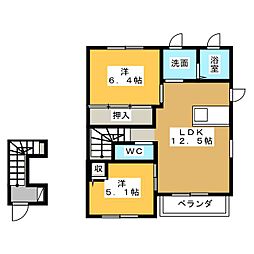 メゾン・エコパB 2LDKの間取図画像