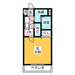 SunRise五番館 1Kの間取図画像
