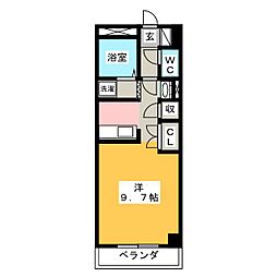 cypres・montagne ワンルームの間取図画像