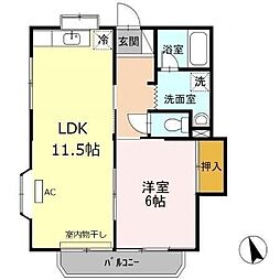 メゾンK3 1LDKの間取図画像