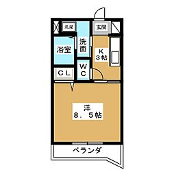 アーテリアヒルズEast 1Kの間取図画像