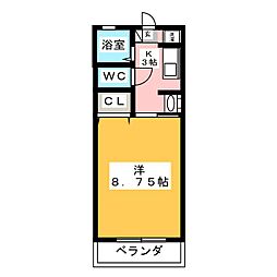 CASTLE・1 1Kの間取図画像