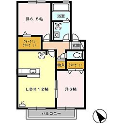 コーポラス2 2LDKの間取図画像