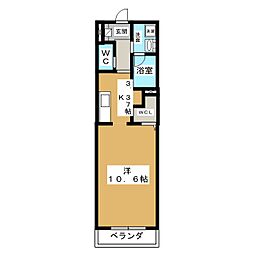 プラドスメゾン森島 ワンルームの間取図画像