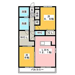 ヴァンヴェール 2LDKの間取図画像