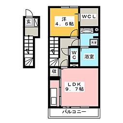 ハイムルーエ厚原東C 1LDKの間取図画像