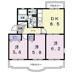 エスターブル 3DKの間取図画像
