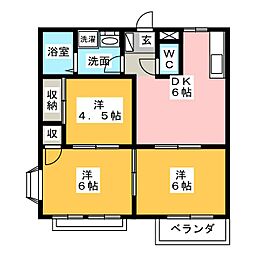 エルディム立田A 3DKの間取図画像