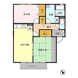 ガーデンコートKA館 2DKの間取図画像