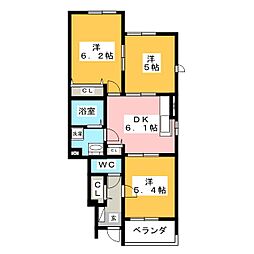 コーポ浪漫D 2LDKの間取図画像