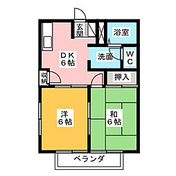 リバーサイドディアス2 2Kの間取図画像