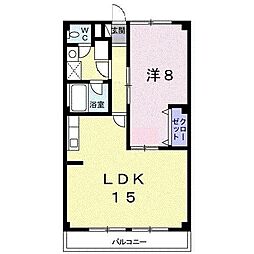 シティハイツ花崎 1LDKの間取図画像