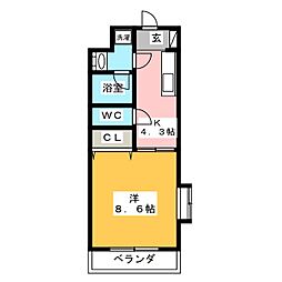 プロビデンス 1DKの間取図画像