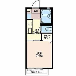 ディアスY2号館 1Kの間取図画像