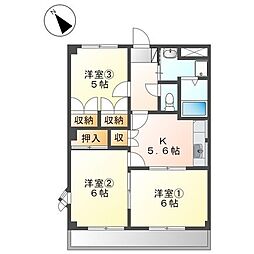 エトワール横割 3Kの間取図画像