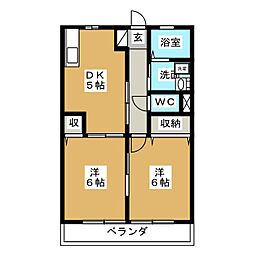 ピュアハイムC 2DKの間取図画像