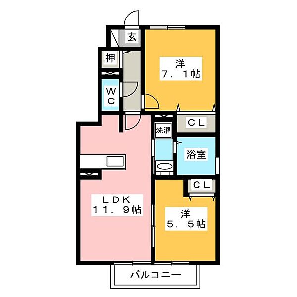 ヴィラ　サンリットII ｜静岡県富士宮市淀平町(賃貸アパート2LDK・1階・55.68㎡)の写真 その2