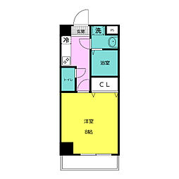 ヴィガラスＴ 8階1Kの間取り