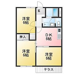 舞々木ハイツB 3DKの間取図画像