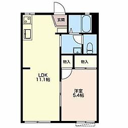 パーク中里B 1LDKの間取図画像