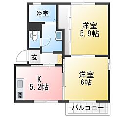 エミネンス野中A 2Kの間取図画像