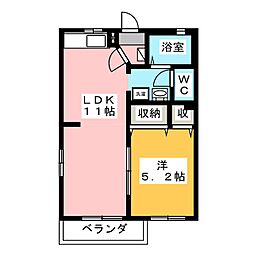ヒルサイドテラスC 1LDKの間取図画像